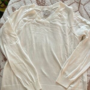 Lucky Brand White V-Neck Sweater